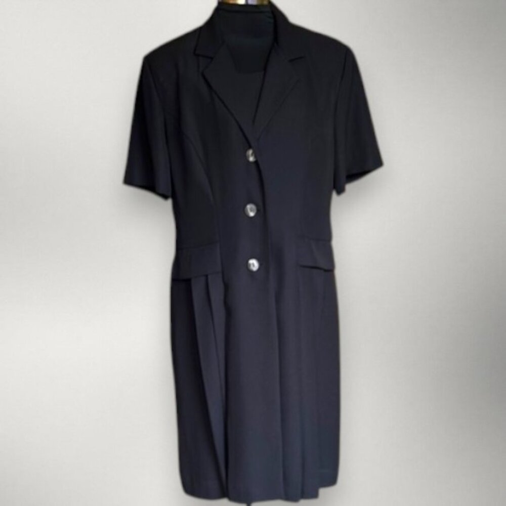 Vintage Fattaneh Bahari 2 Piece Black Blazer Dress Size 16 - Picture 2 of 15